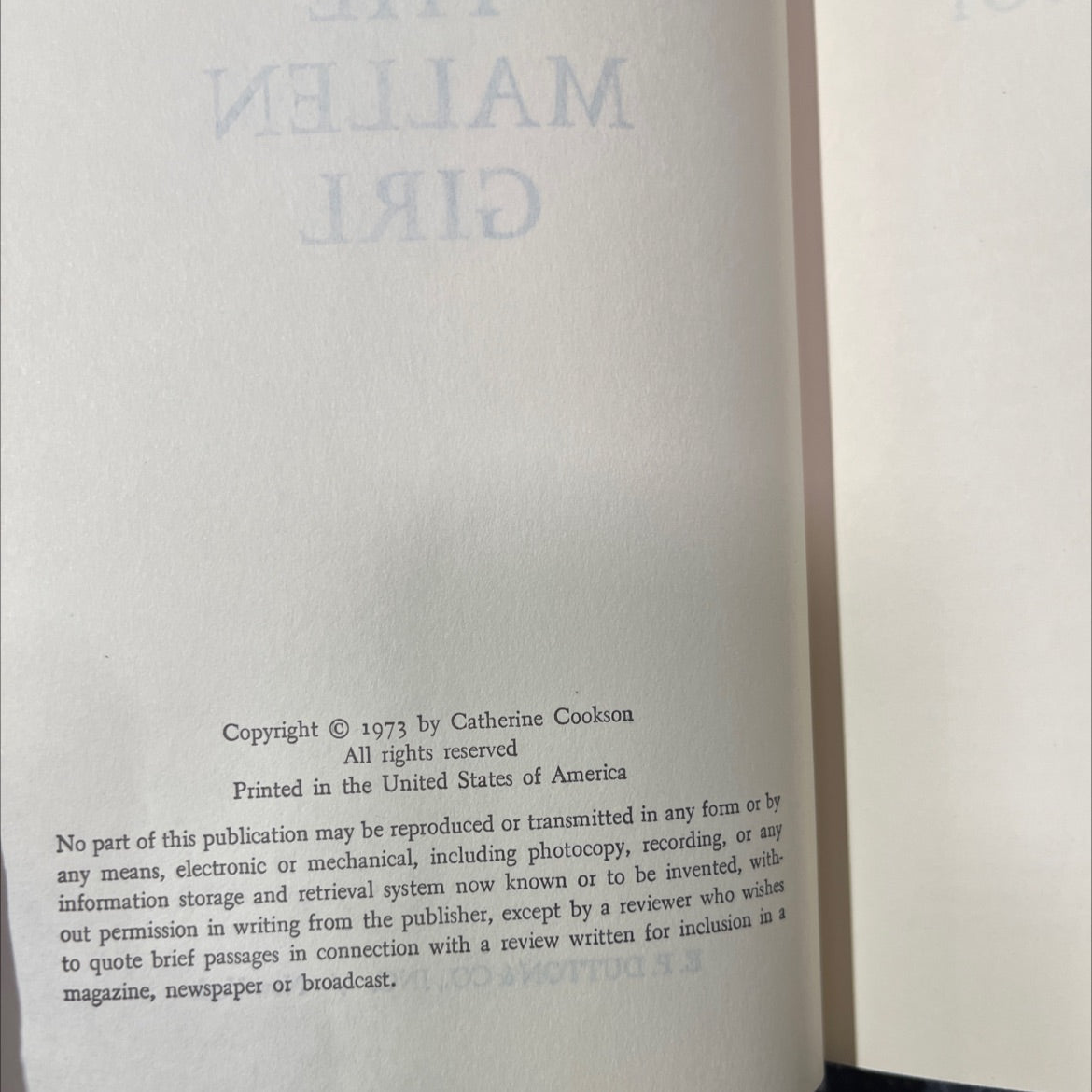 the mallen girl book, by catherine cookson, 1973 Hardcover image 3