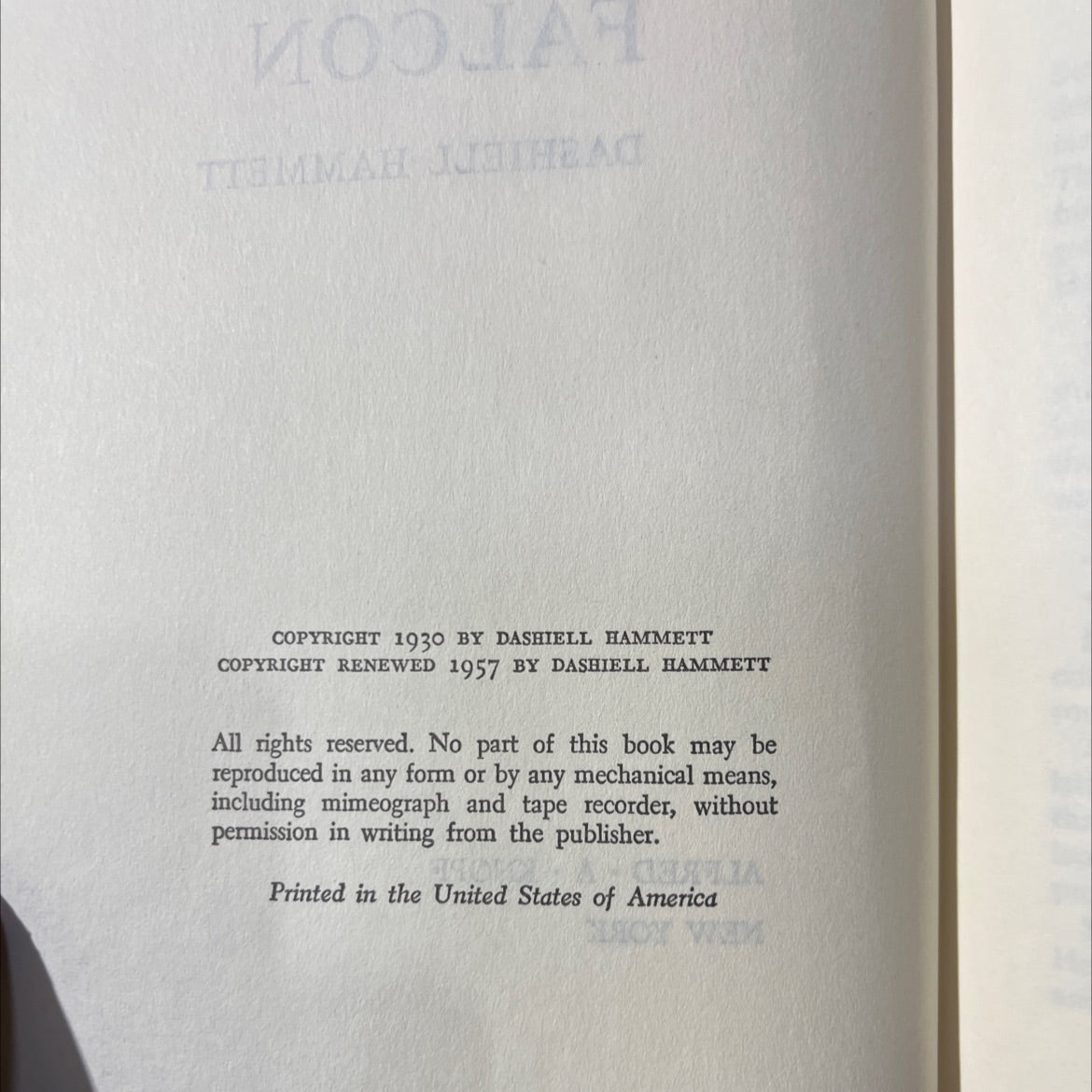 the maltesefalcon book, by dashell hammett, 1957 Hardcover image 3