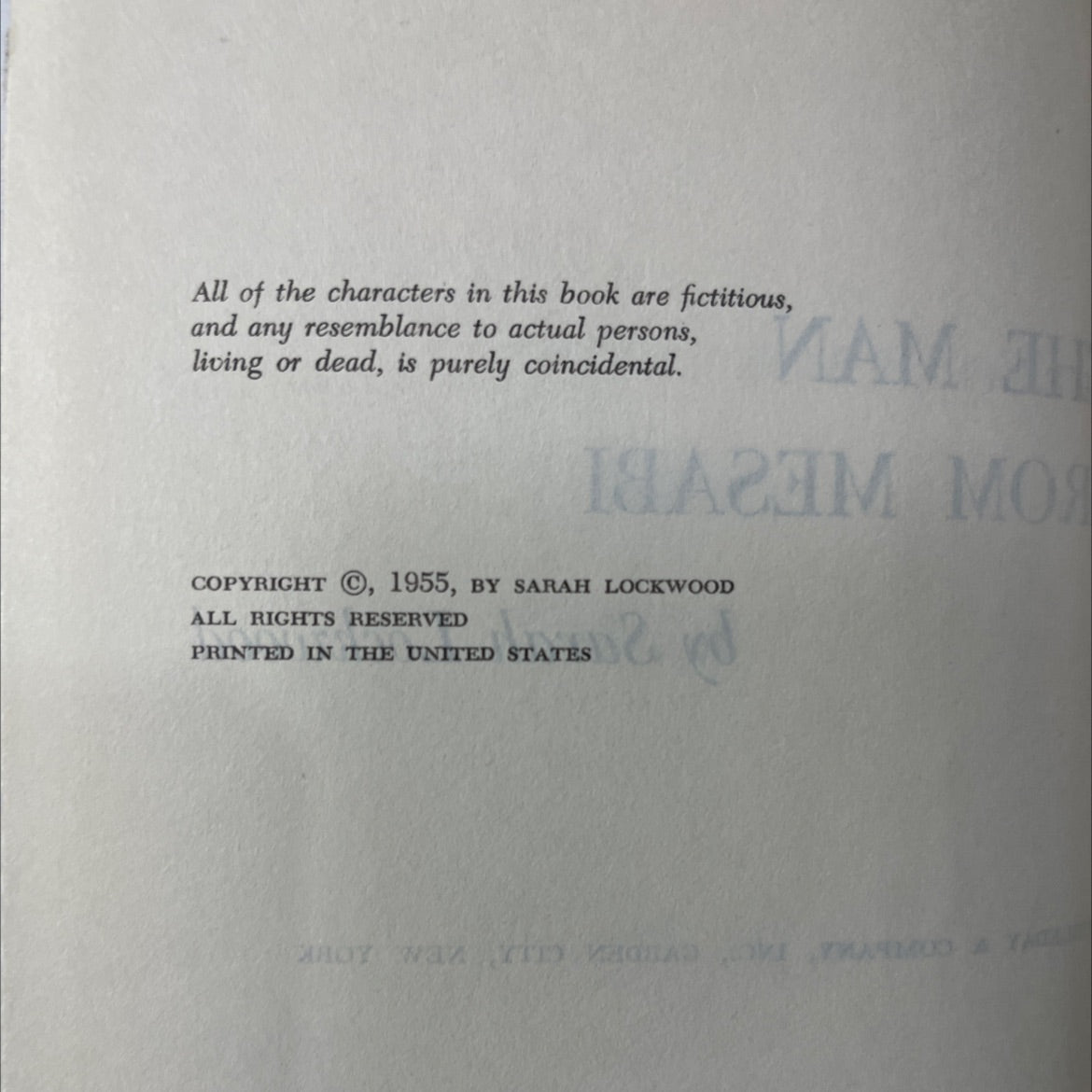 the man from mesabi book, by Sarah Lockwood, 1955 Hardcover image 3