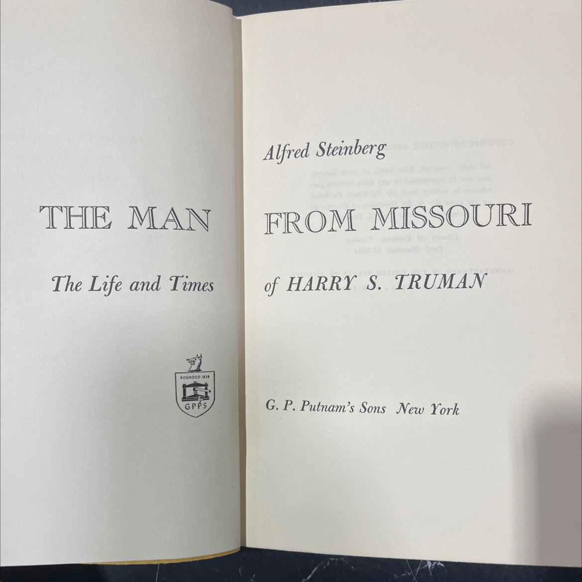 the man from missouri the life and times of harry s. truman book, by alfred steinberg, 1962 Hardcover image 2