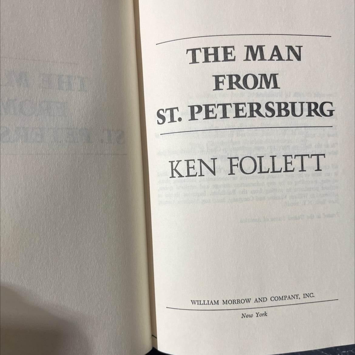 the man from st. petersburg book, by ken follett, 1982 Hardcover image 2