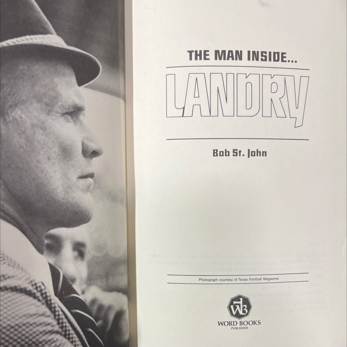 the man inside... landry book, by Bob St. John, 1979 Hardcover image 2
