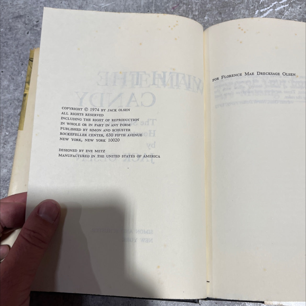 the man with the candy book, by jack olsen, 1974 Hardcover image 3