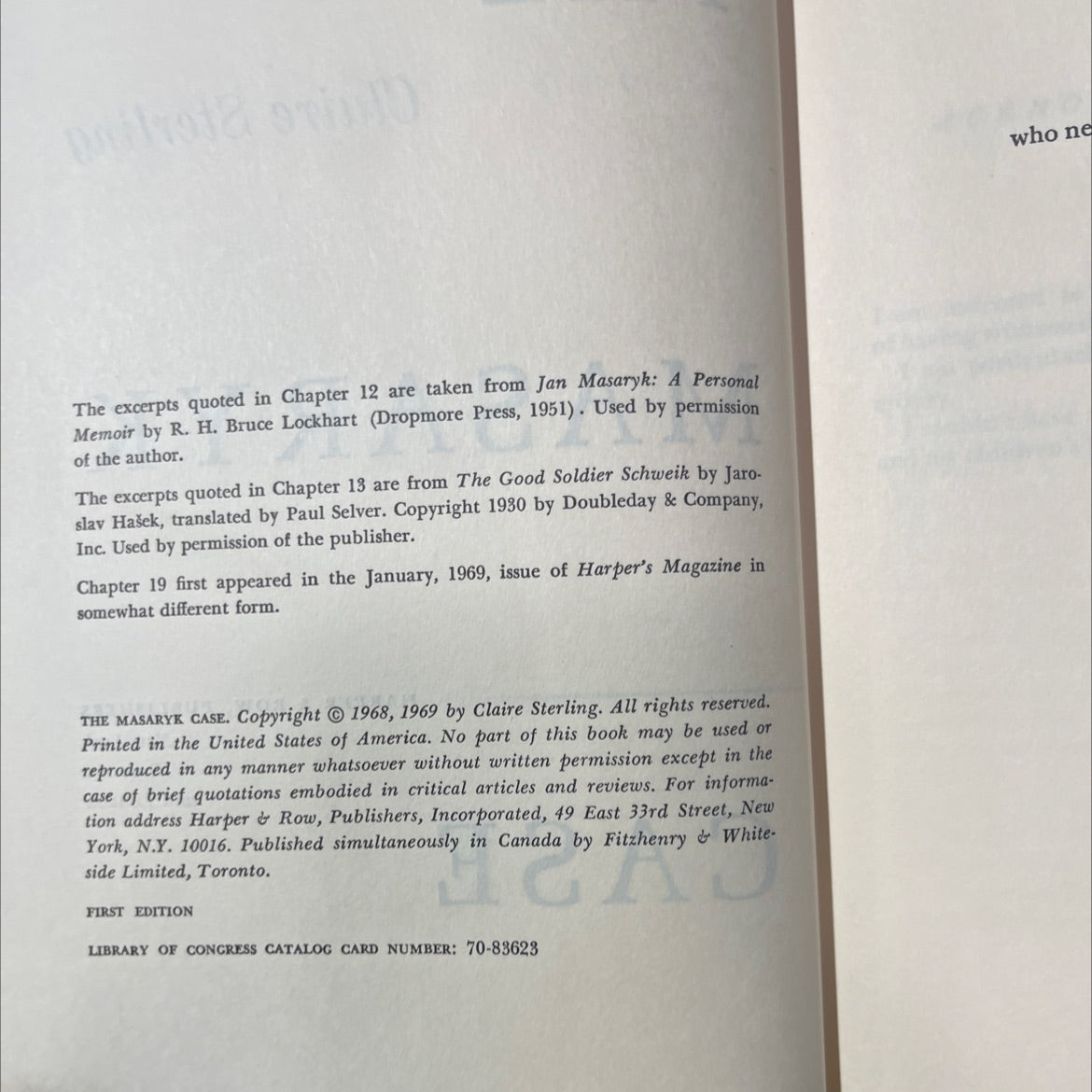 the masaryk case book, by claire sterling, 1969 Hardcover image 3