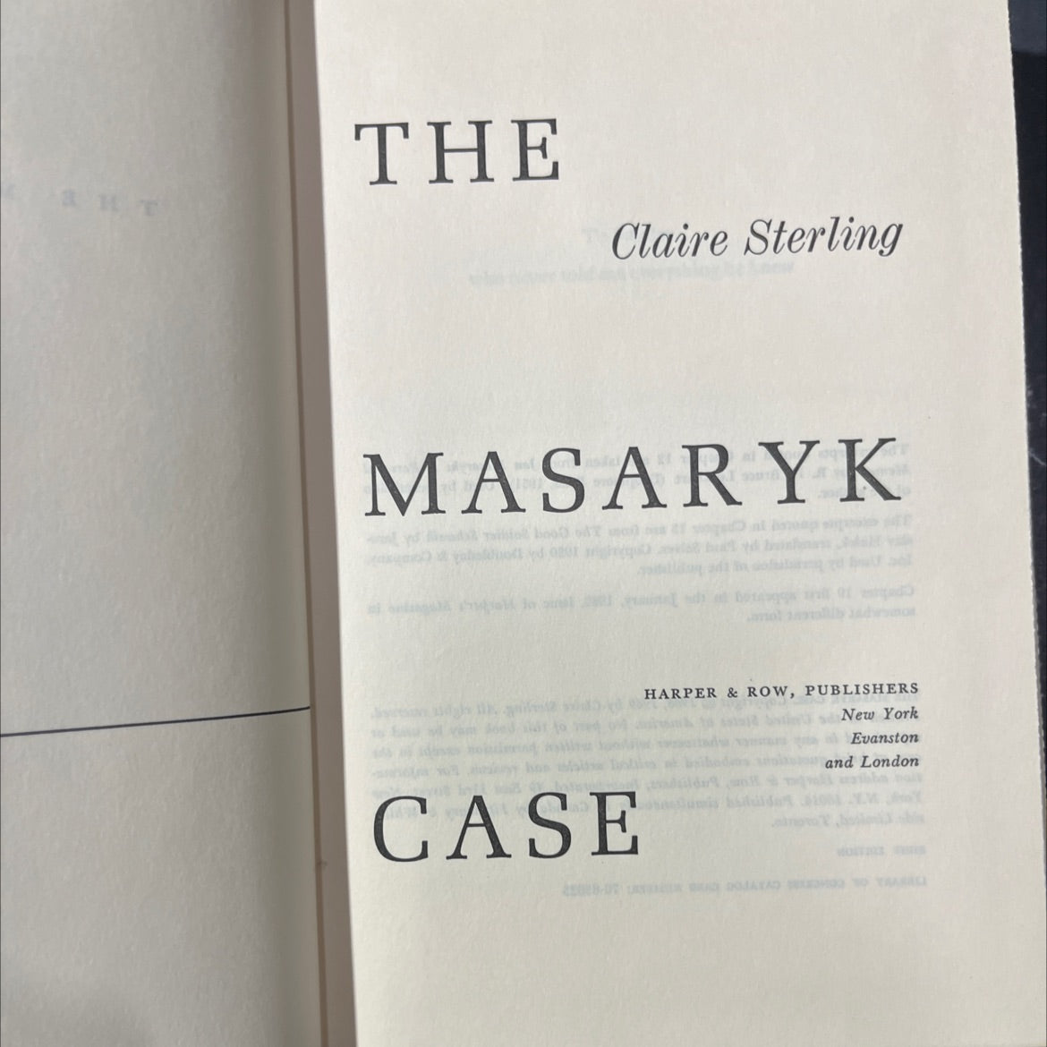 the masaryk case book, by claire sterling, 1969 Hardcover image 2