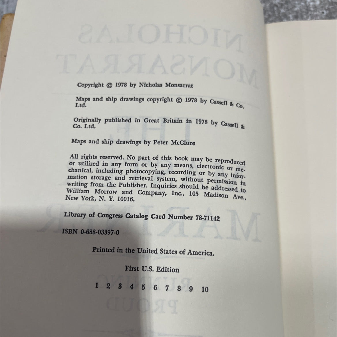 the master mariner running proud book, by nicholas monsarrat, 1979 Hardcover image 3