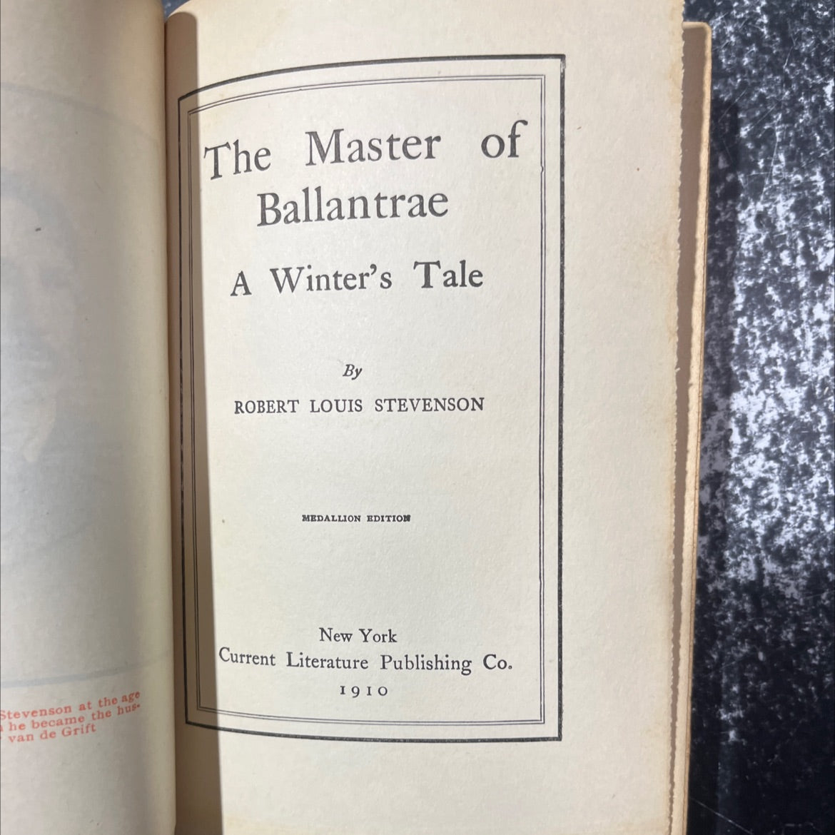 the master of ballantrae a winter's tale book, by robert louis stevenson, 1910 Hardcover image 2