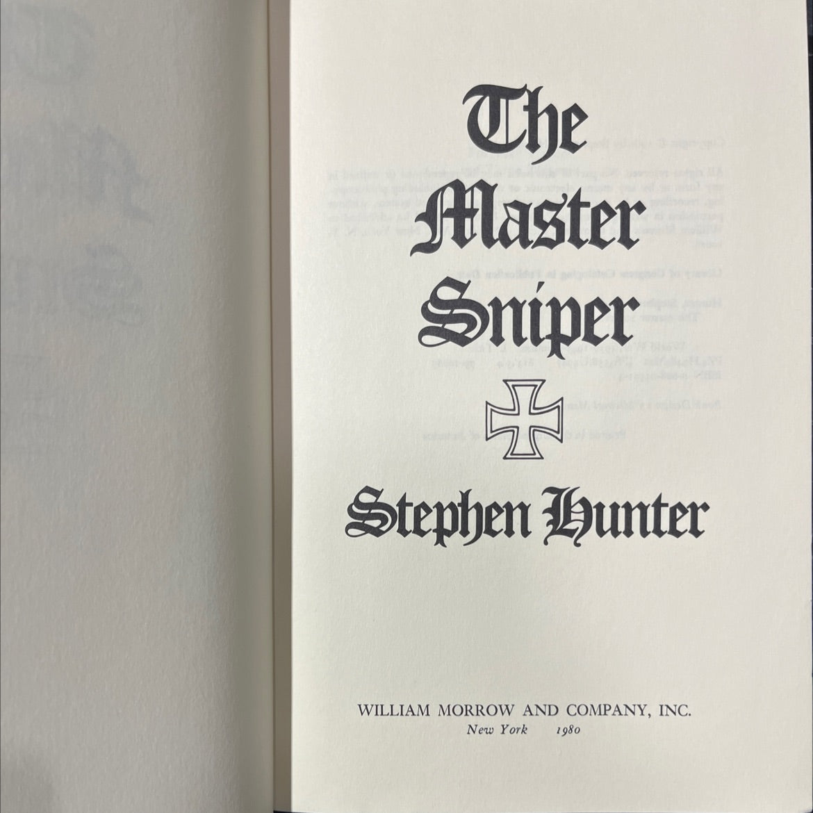 the master sniper book, by Stephen Hunter, 1980 Hardcover image 2