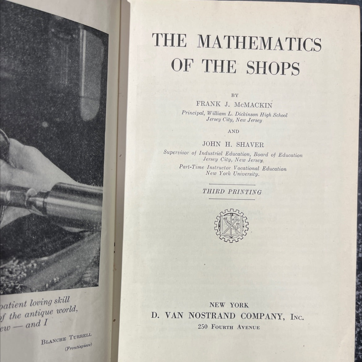the mathematics of the shops book, by frank j. mcmackin, john h. shaver, 1942 Hardcover image 2