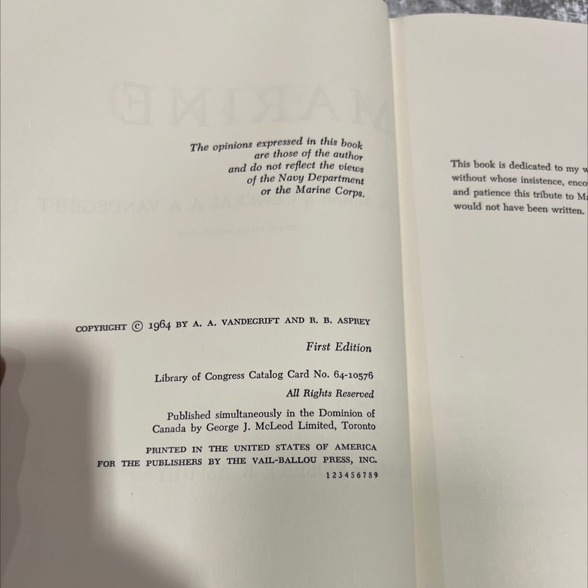 the memoirs of general a. a. vandegrift book, by a. a. vandegrift and robert b. asprey, 1964 Hardcover image 3