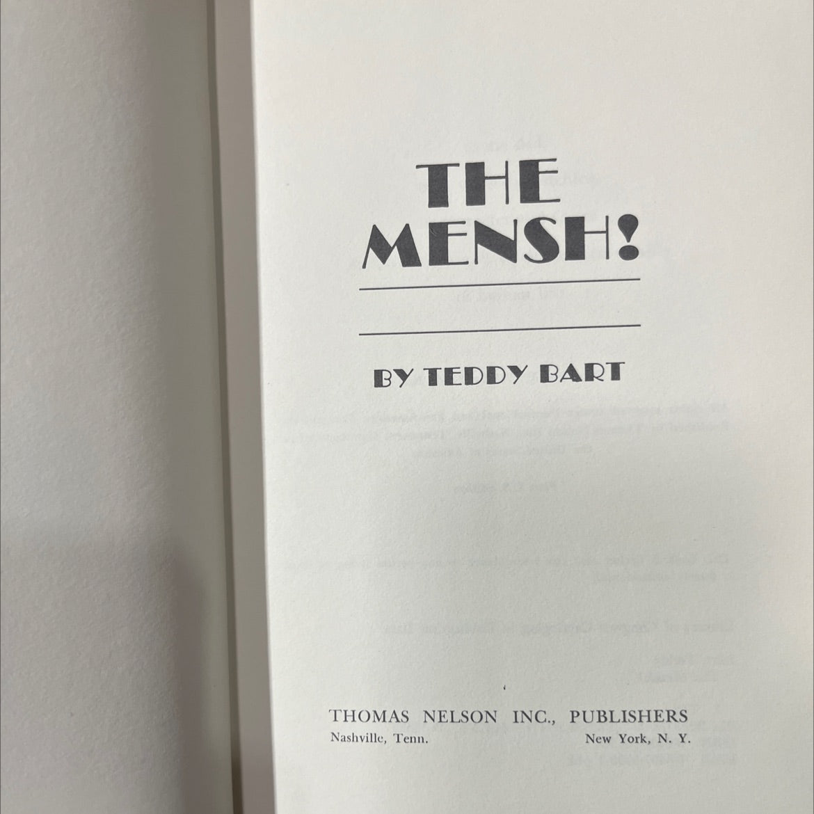 the mensh! book, by teddy bart, 1975 Hardcover image 2