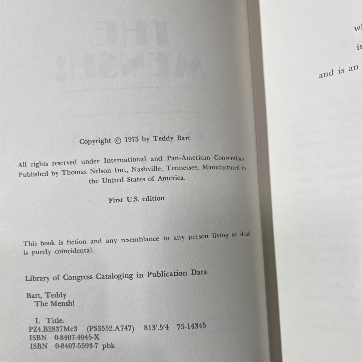 the mensh! book, by teddy bart, 1975 Hardcover image 3