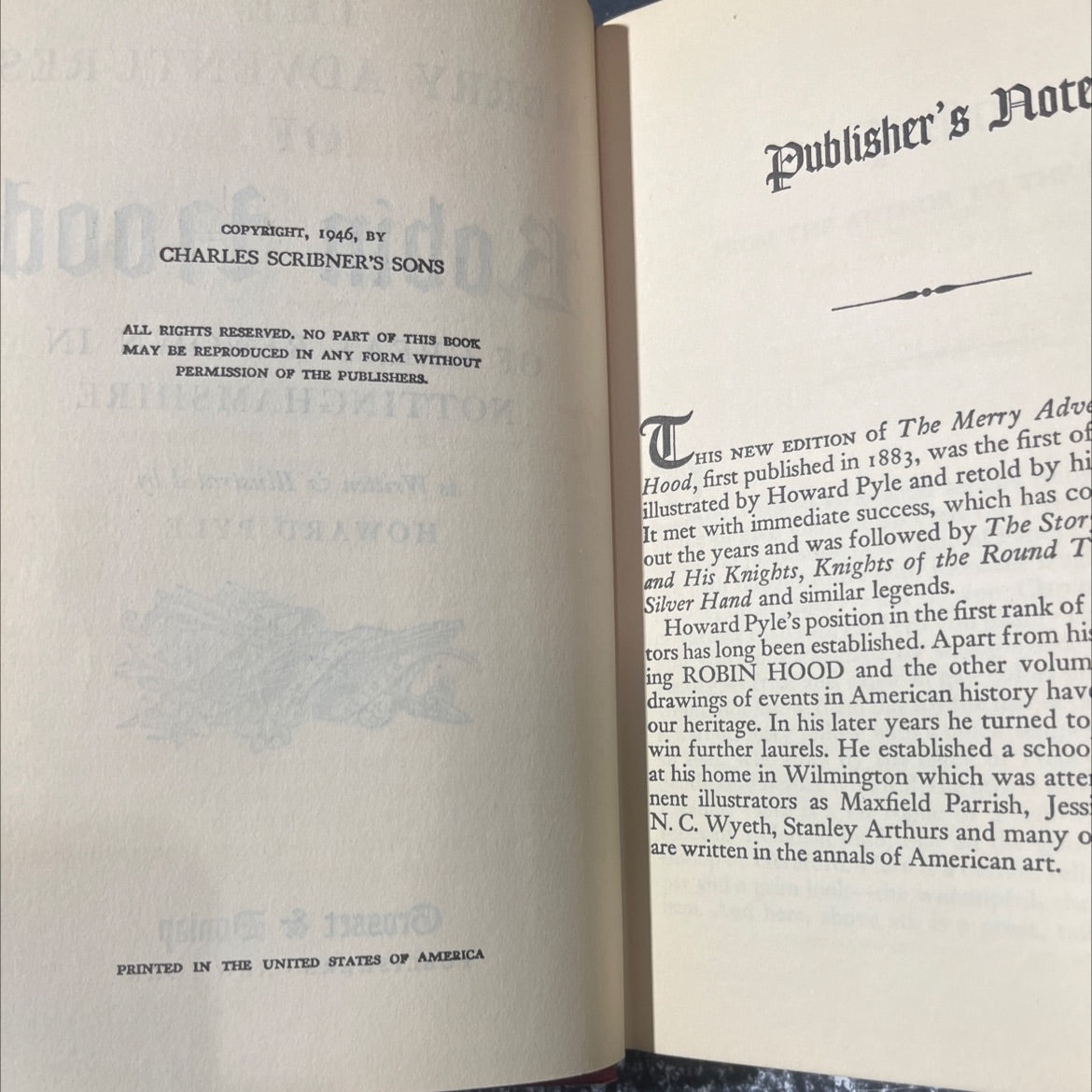 the merry adventures of robin hood of great renown in nottinghamshire book, by howard pyle, 1946 Hardcover image 3