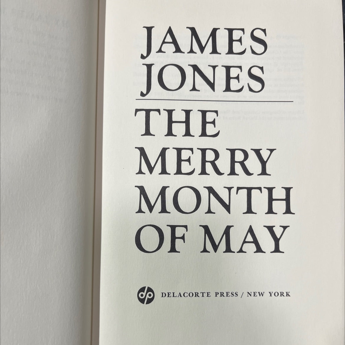 the merry month of may book, by james jones, 1971 Hardcover image 2