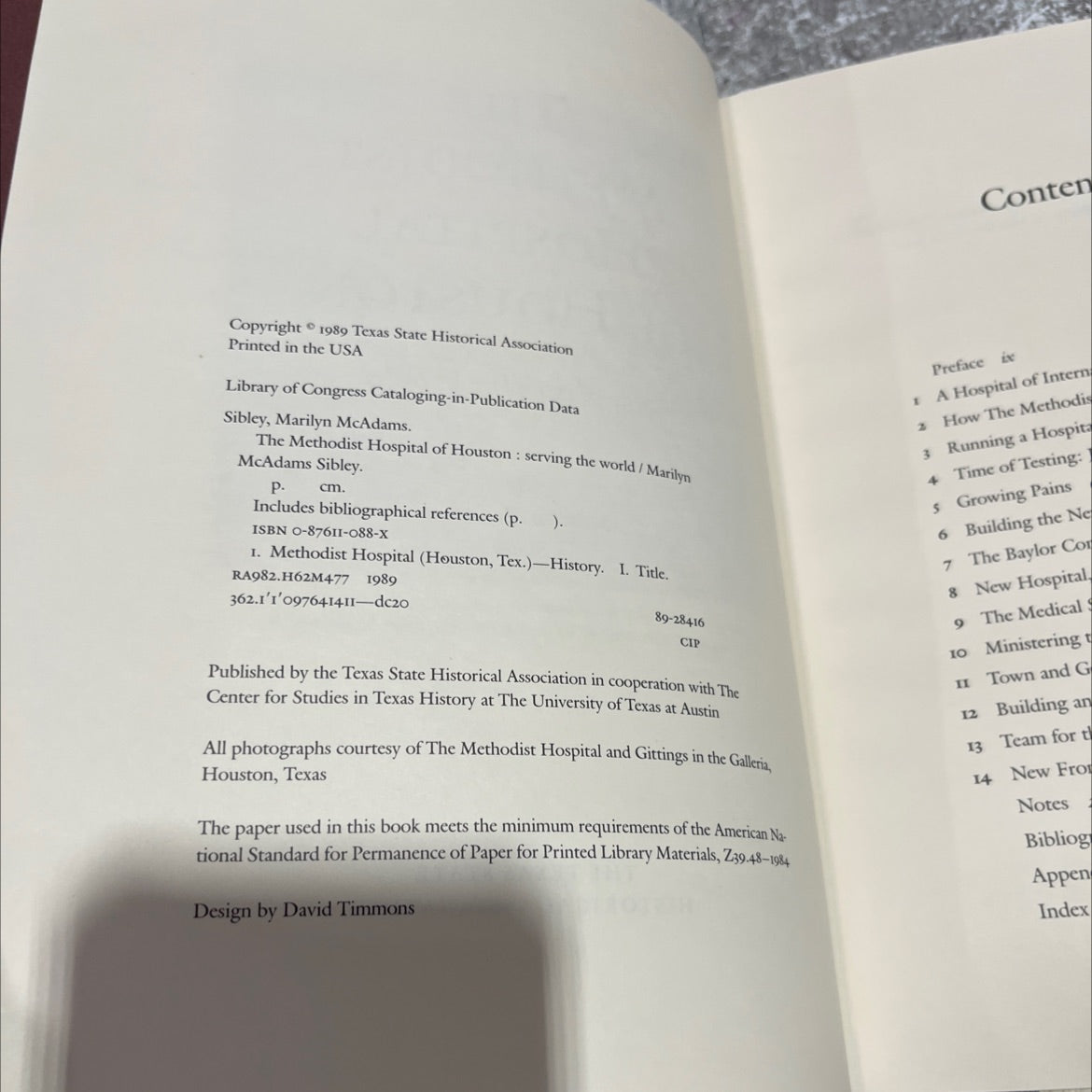 the methodist hospital of houston: serving the world book, by marilyn mcadams sibley, 1989 Hardcover image 3