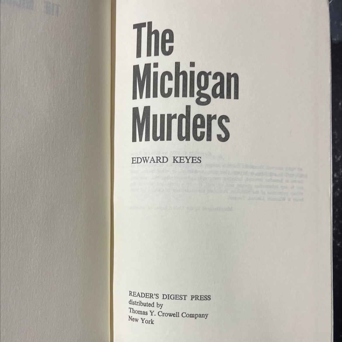 the michigan murders book, by edward keyes, 1976 Hardcover image 2
