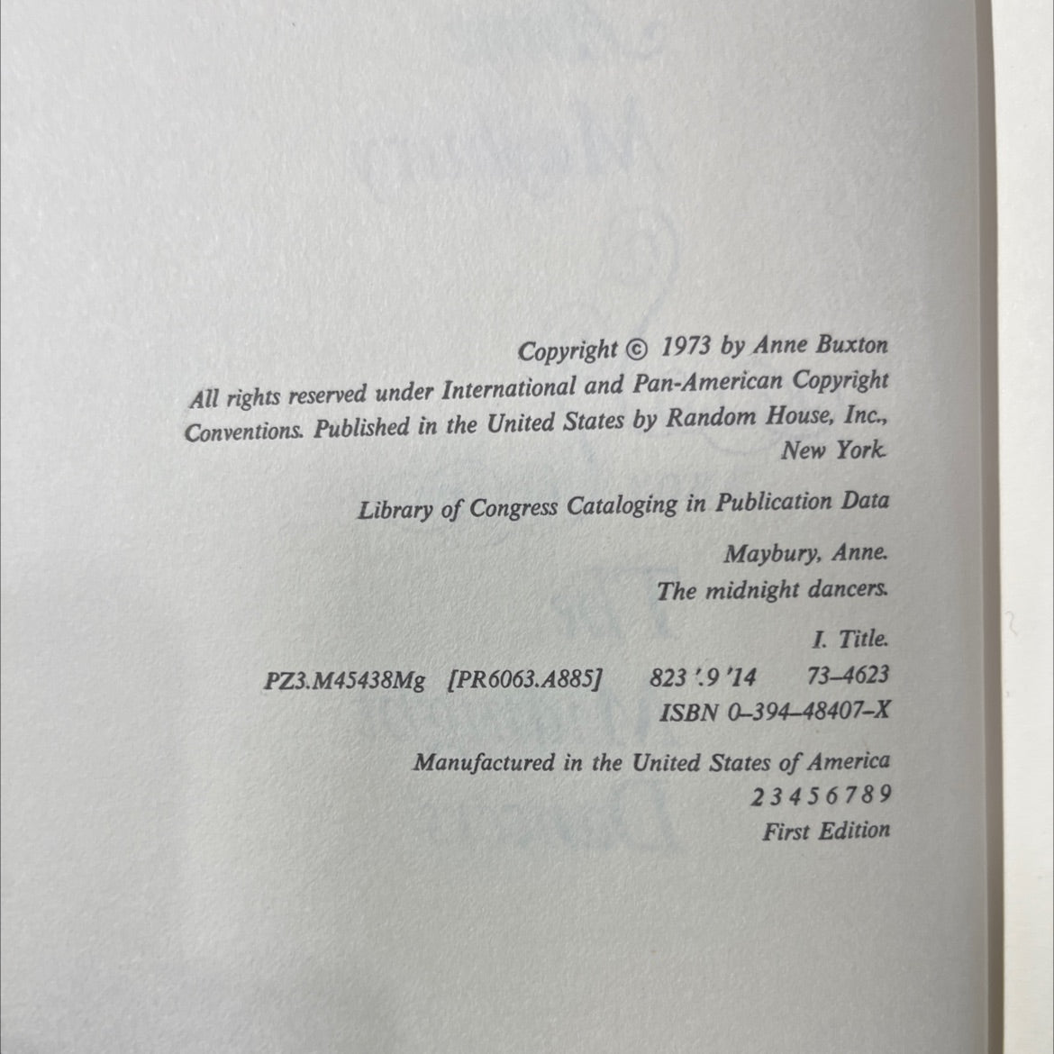 the midnight dancers book, by Anne Maybury, 1973 Hardcover image 3