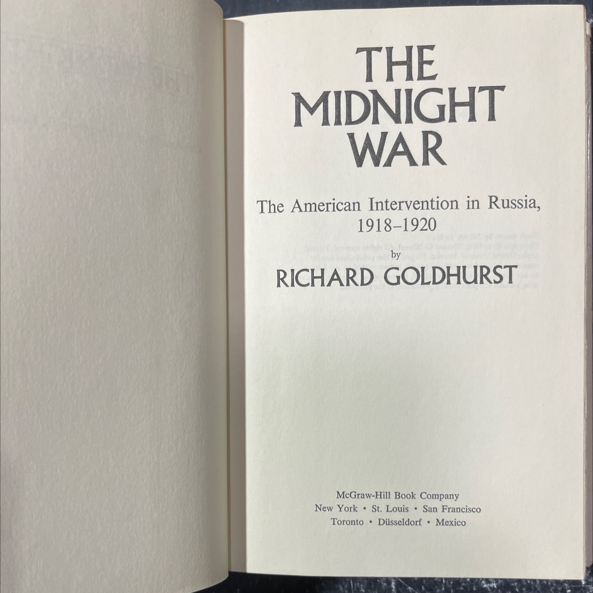 the midnight war the american intervention in russia 1918-1920 book, by richard goldhurst, 1978 Hardcover image 2