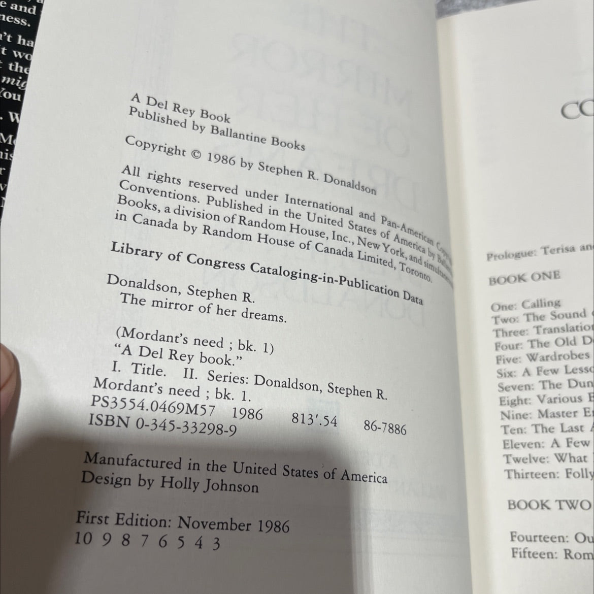 the mirror of her dreams book, by Stephen R. Donaldson, 1986 Hardcover image 3