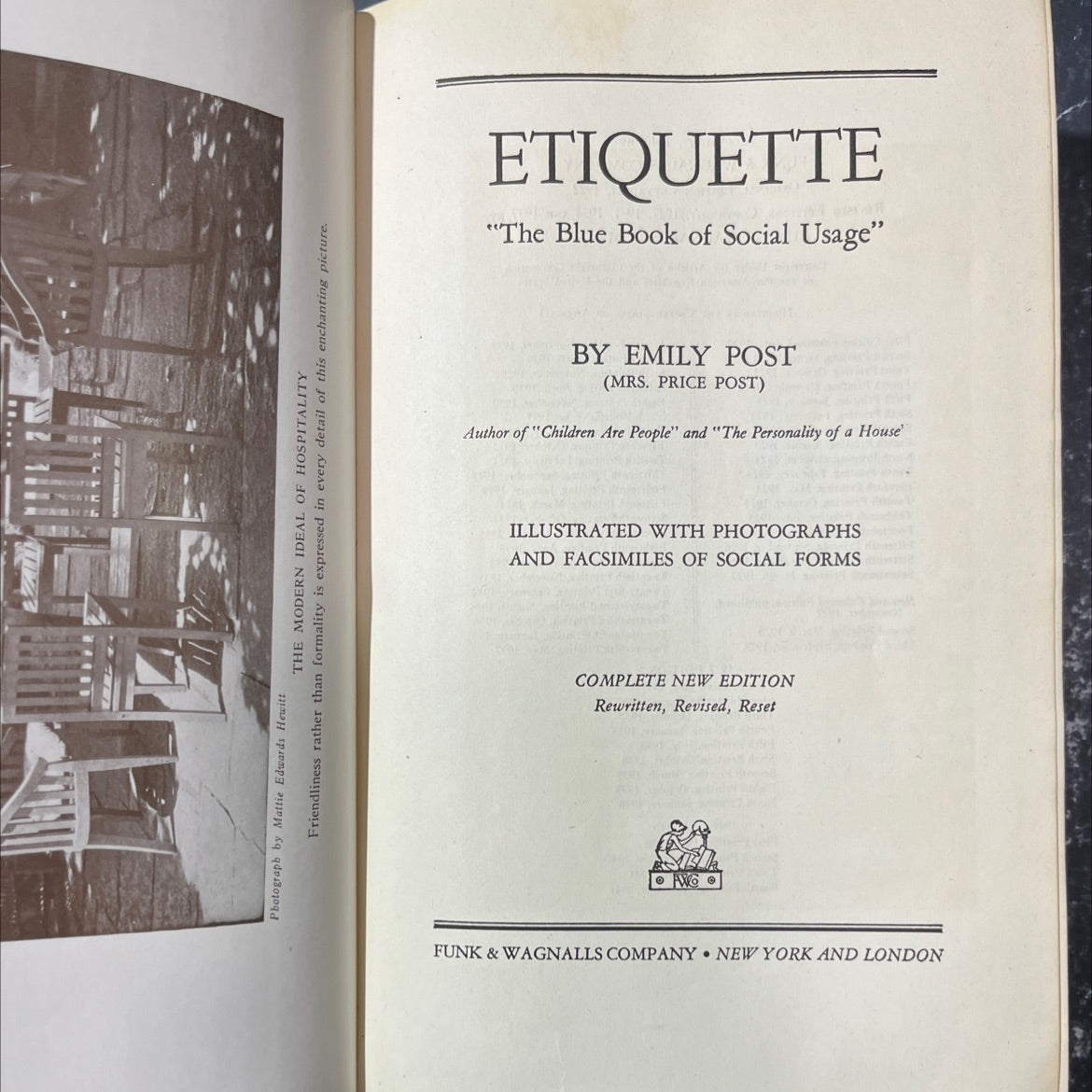 the modern ideal of hospitality book, by emily post, 1940 Hardcover image 2