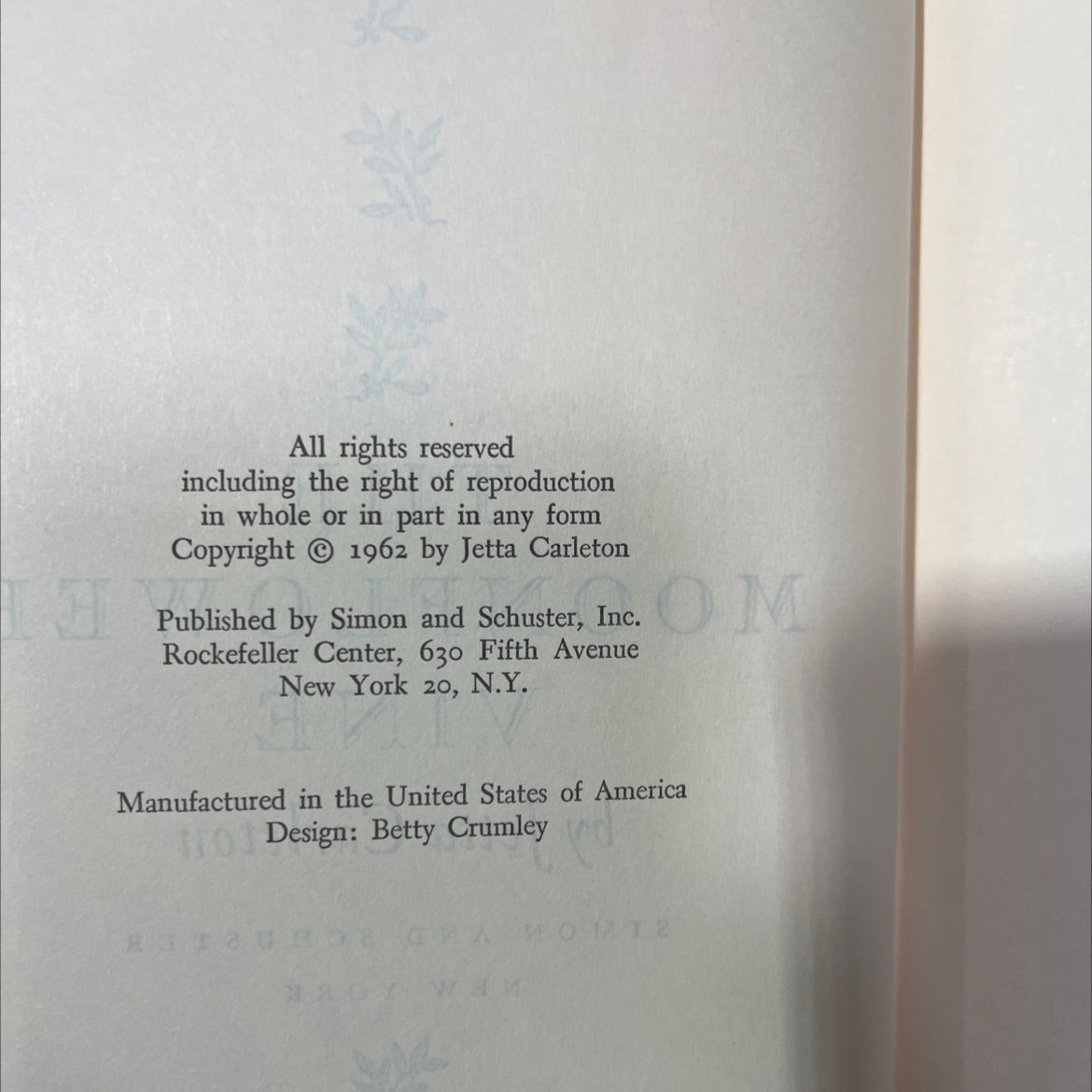 the moonflower book, by Jetta Carleton, 1962 Hardcover image 3