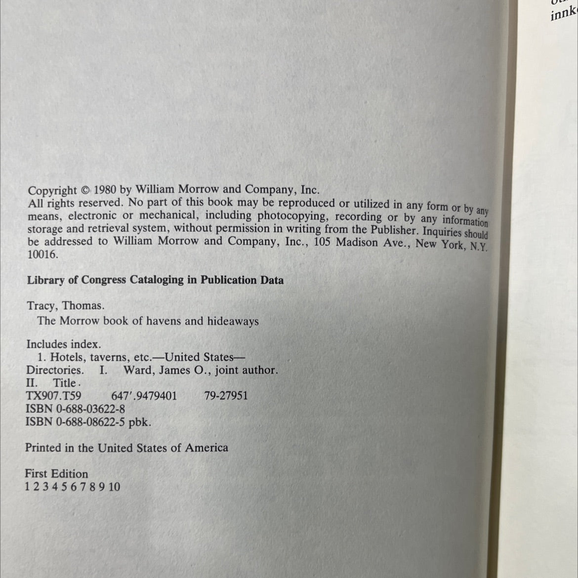 the morrow book of havens and hideaways book, by Thomas Tracy and James O. Ward, 1980 Hardcover image 3