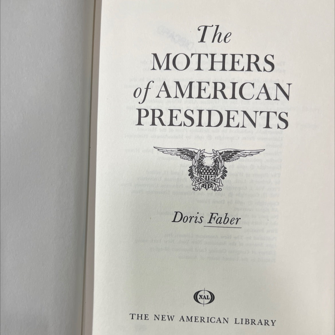the mothers of american presidents book, by Doris Faber, 1968 Hardcover image 2