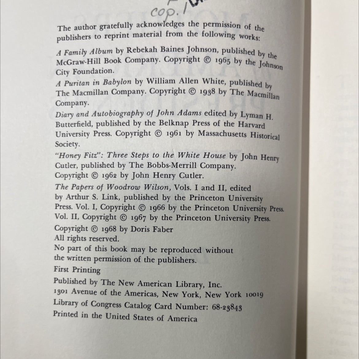 the mothers of american presidents book, by Doris Faber, 1968 Hardcover image 3