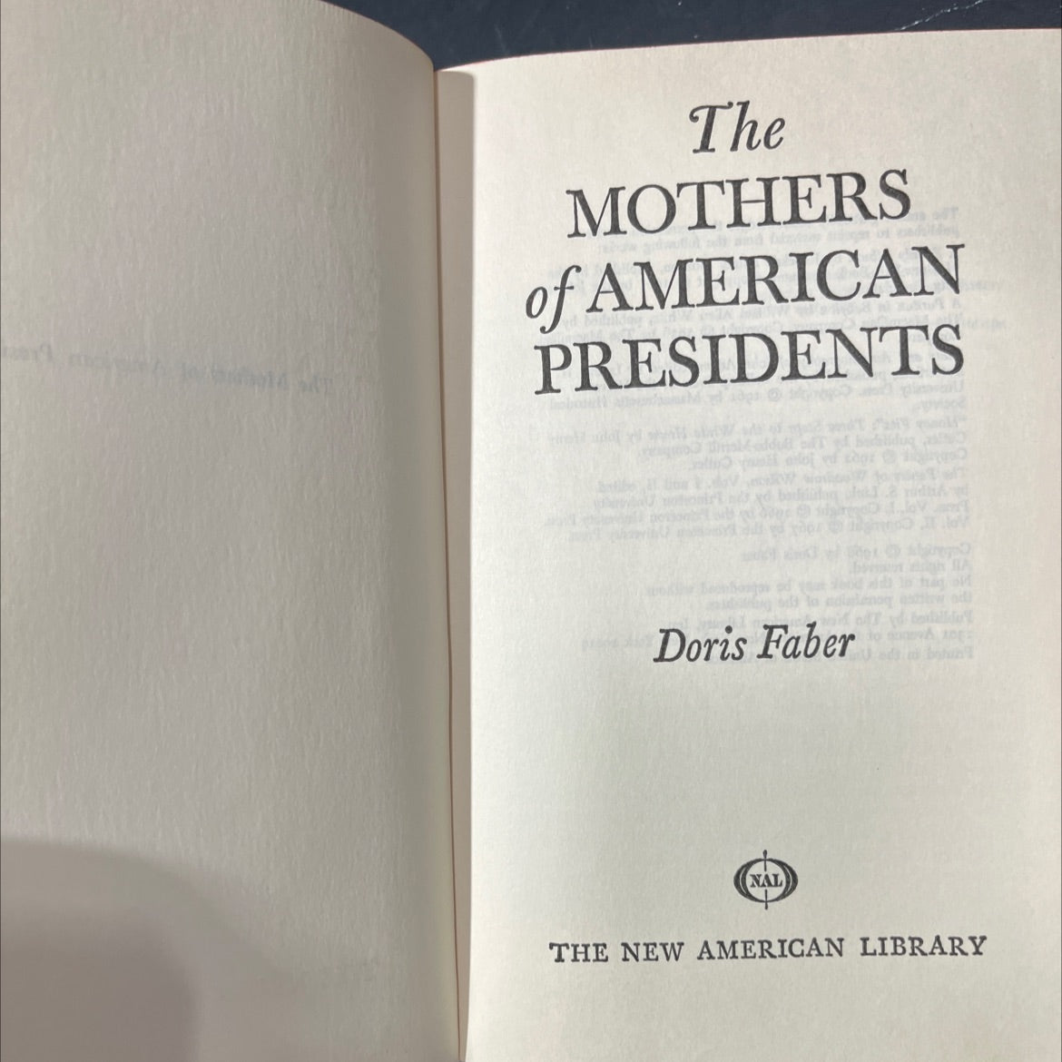 the mothers of american presidents book, by Doris Faber, 1968 Hardcover image 2