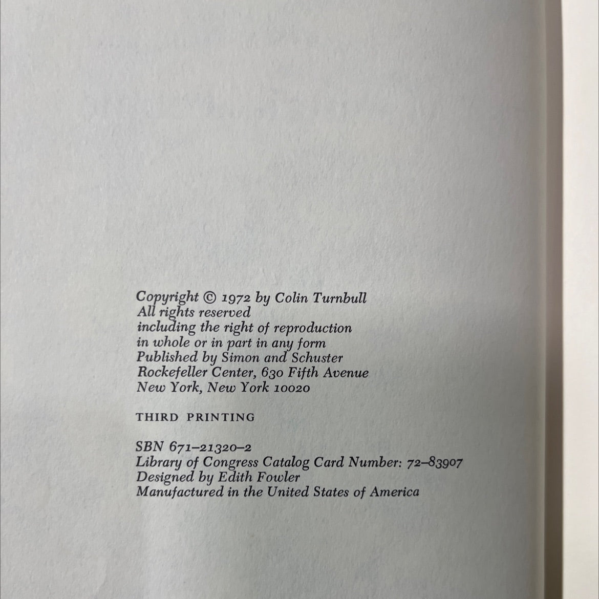 the mountain people book, by colin m. turnbull, 1972 Hardcover image 3