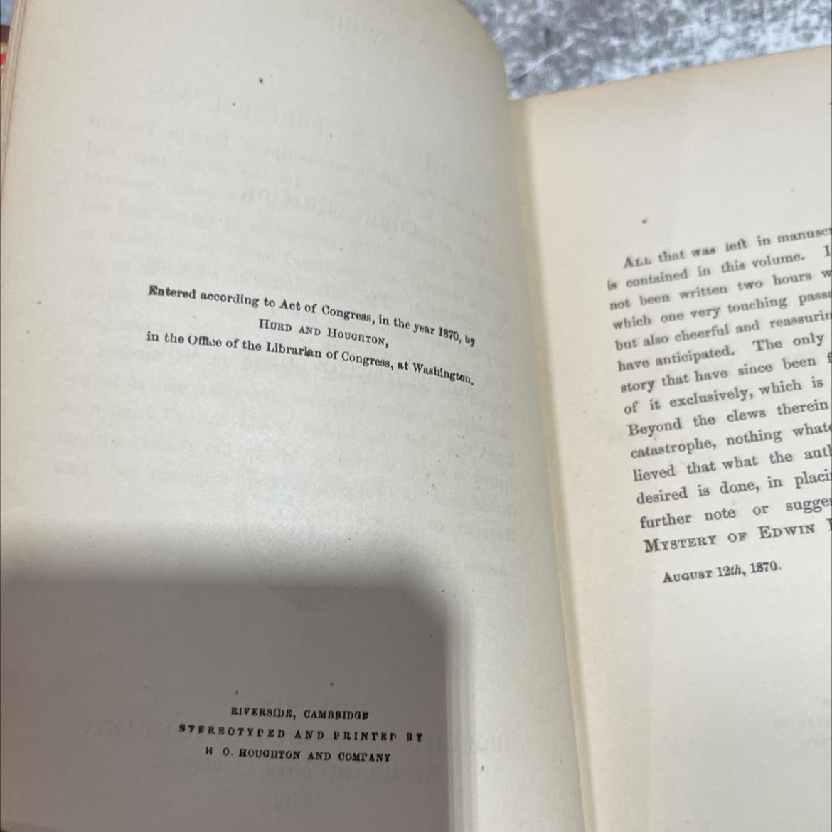 the mystery of edwin drood book, by charles dickens, 1870 Hardcover image 3