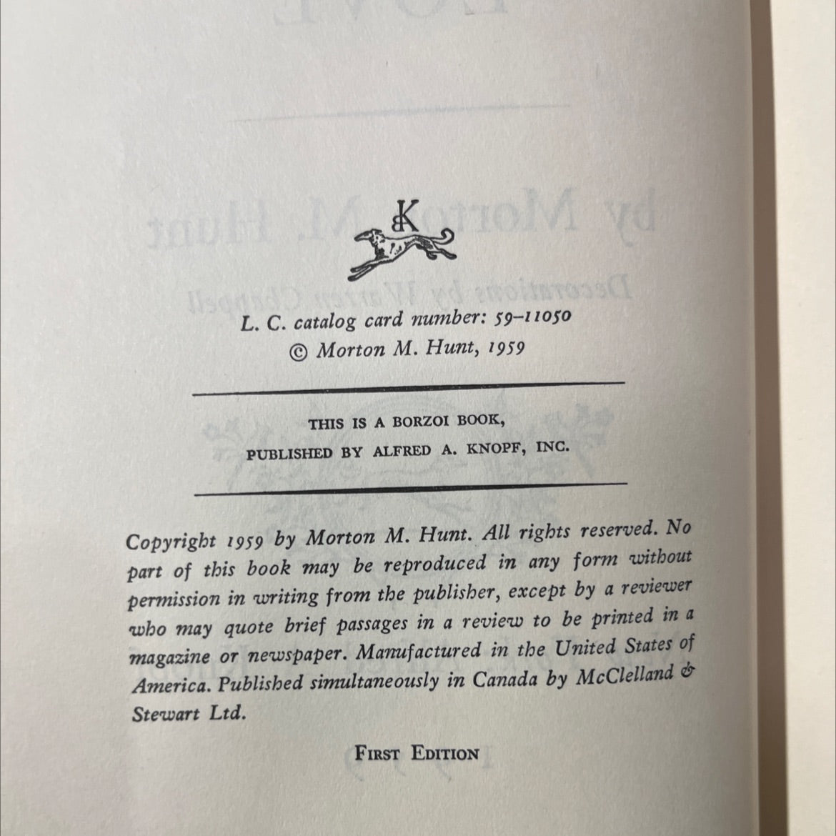 the natural history of love book, by Morton M. Hunt, 1959 Hardcover image 3