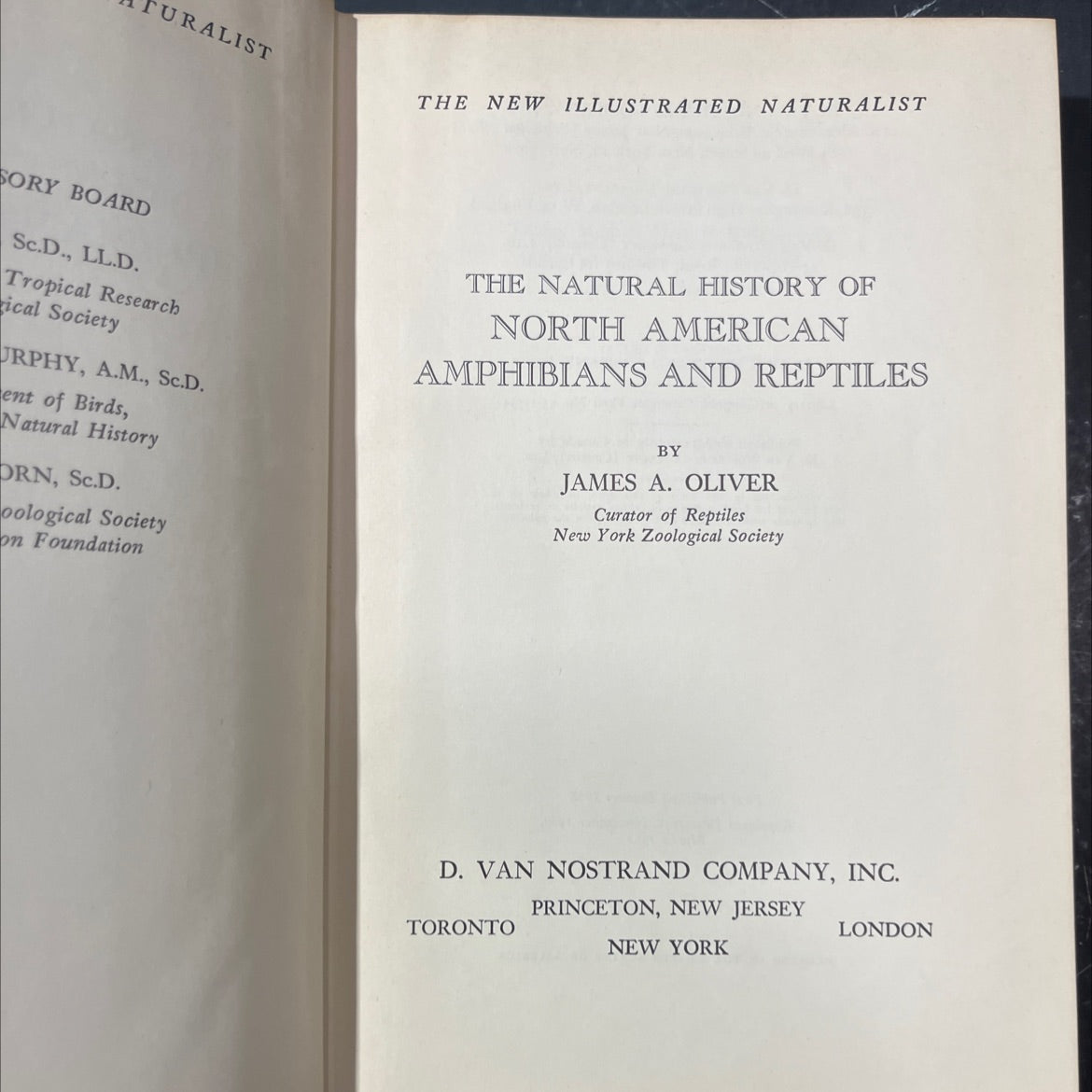 the natural history of north american amphibians and reptiles book, by james a. oliver, 1955 Hardcover image 2