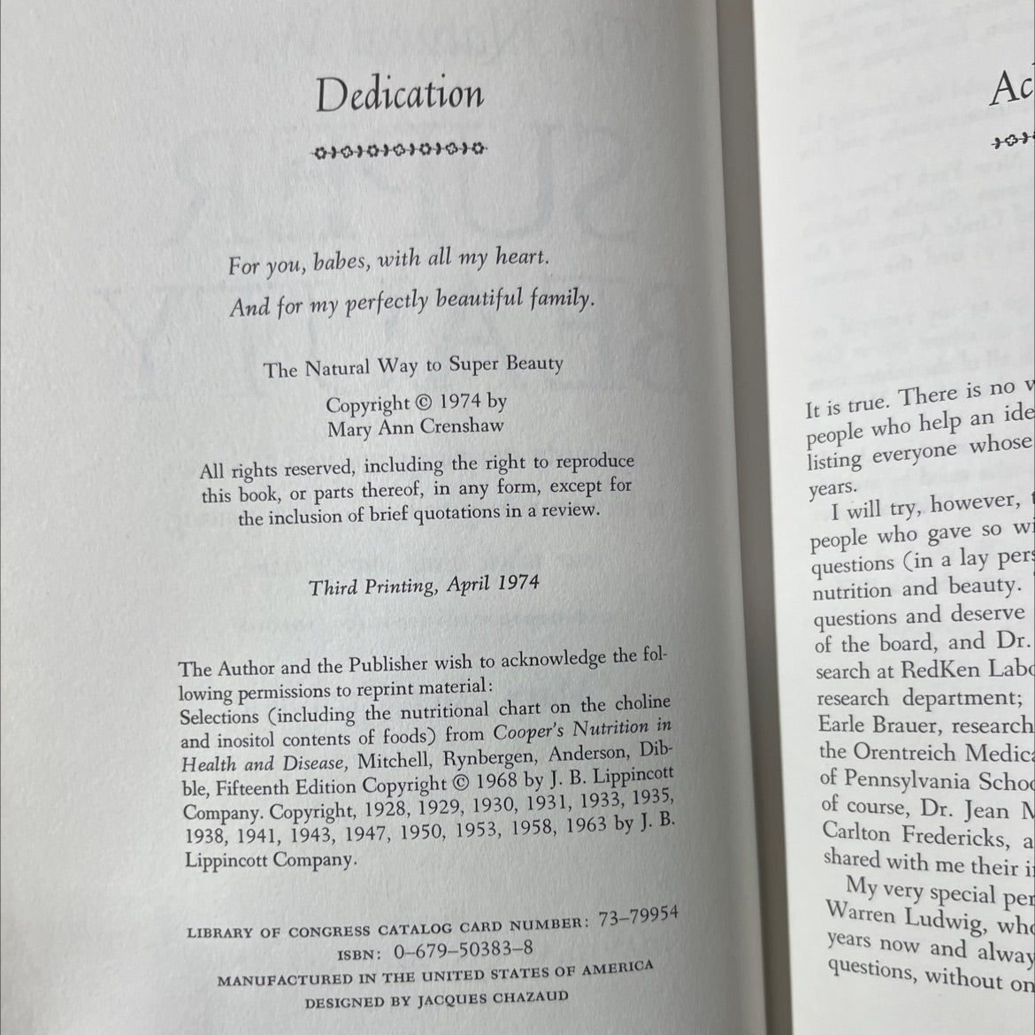 the natural way to super beauty book, by Mary Ann Crenshaw, 1974 Hardcover image 3