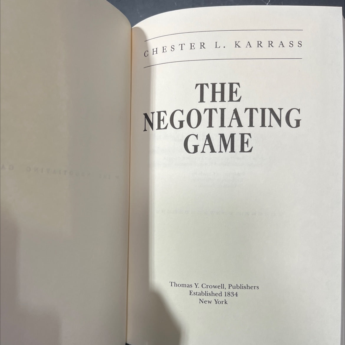 the negotiating game book, by Chester L. Karrass, 1970 Hardcover image 2