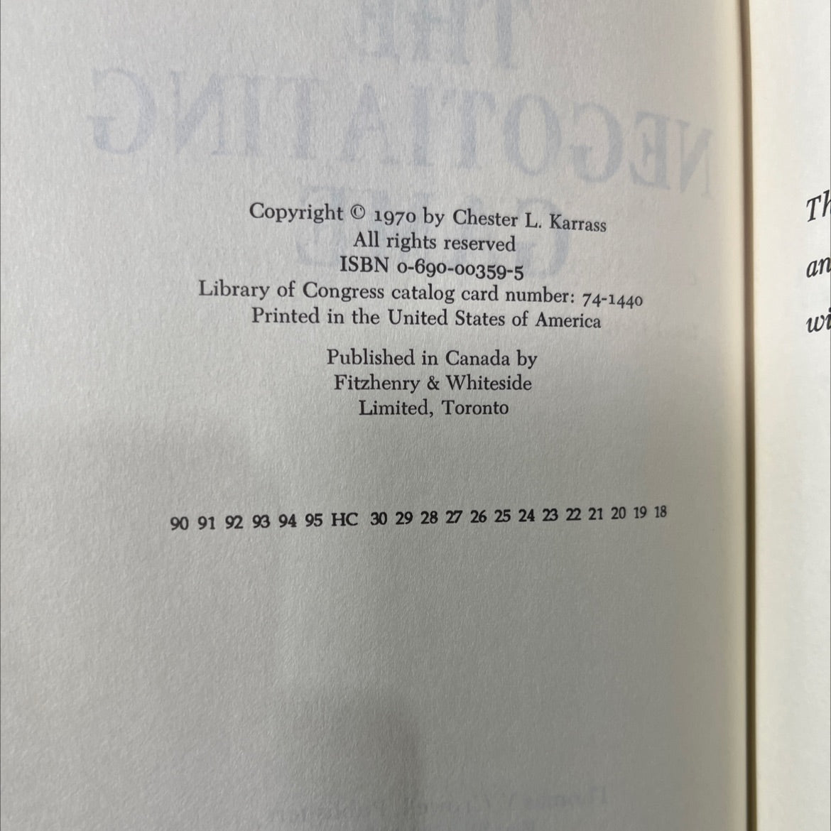 the negotiating game book, by Chester L. Karrass, 1970 Hardcover image 3