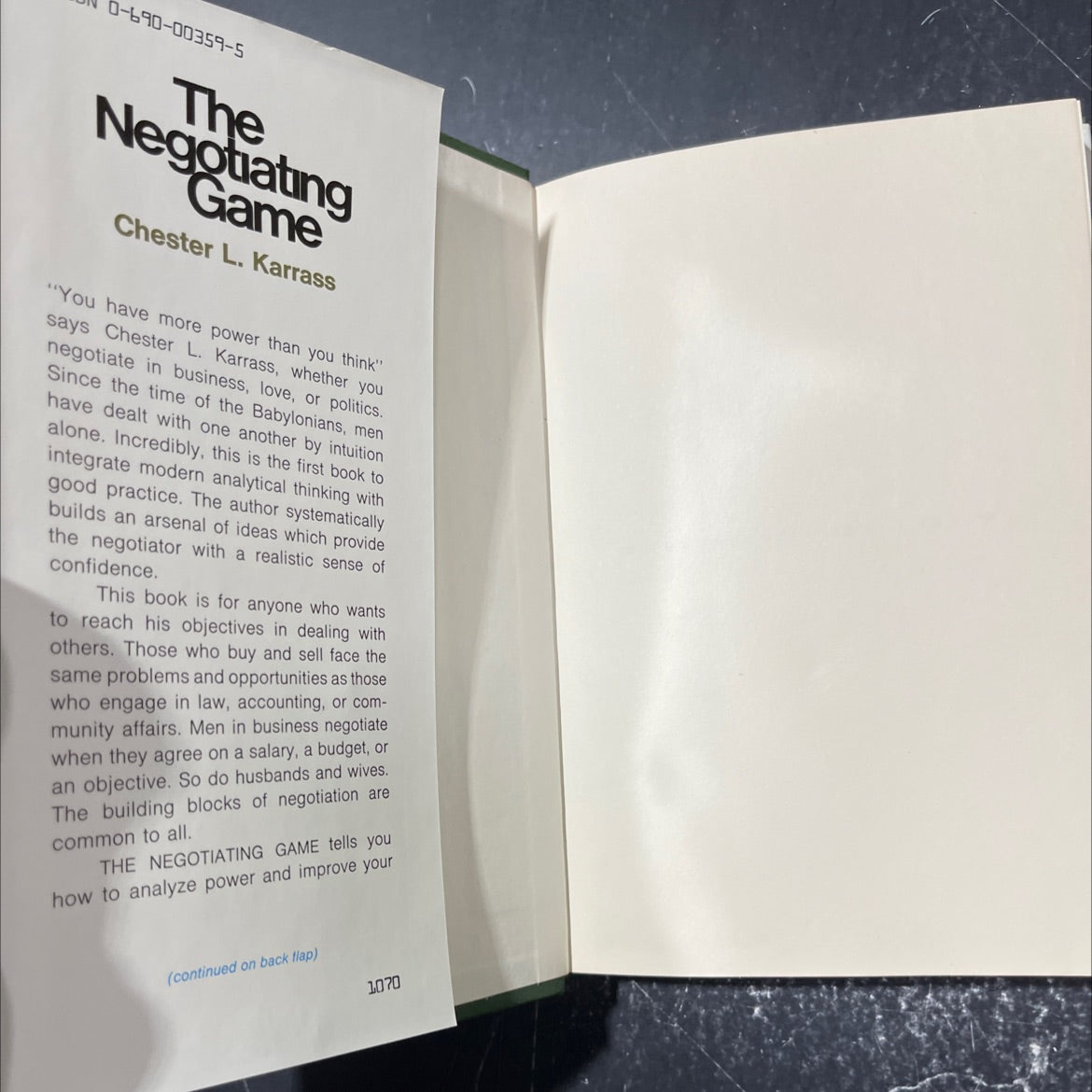 the negotiating game book, by chester l. karrass, 1970 Hardcover image 4