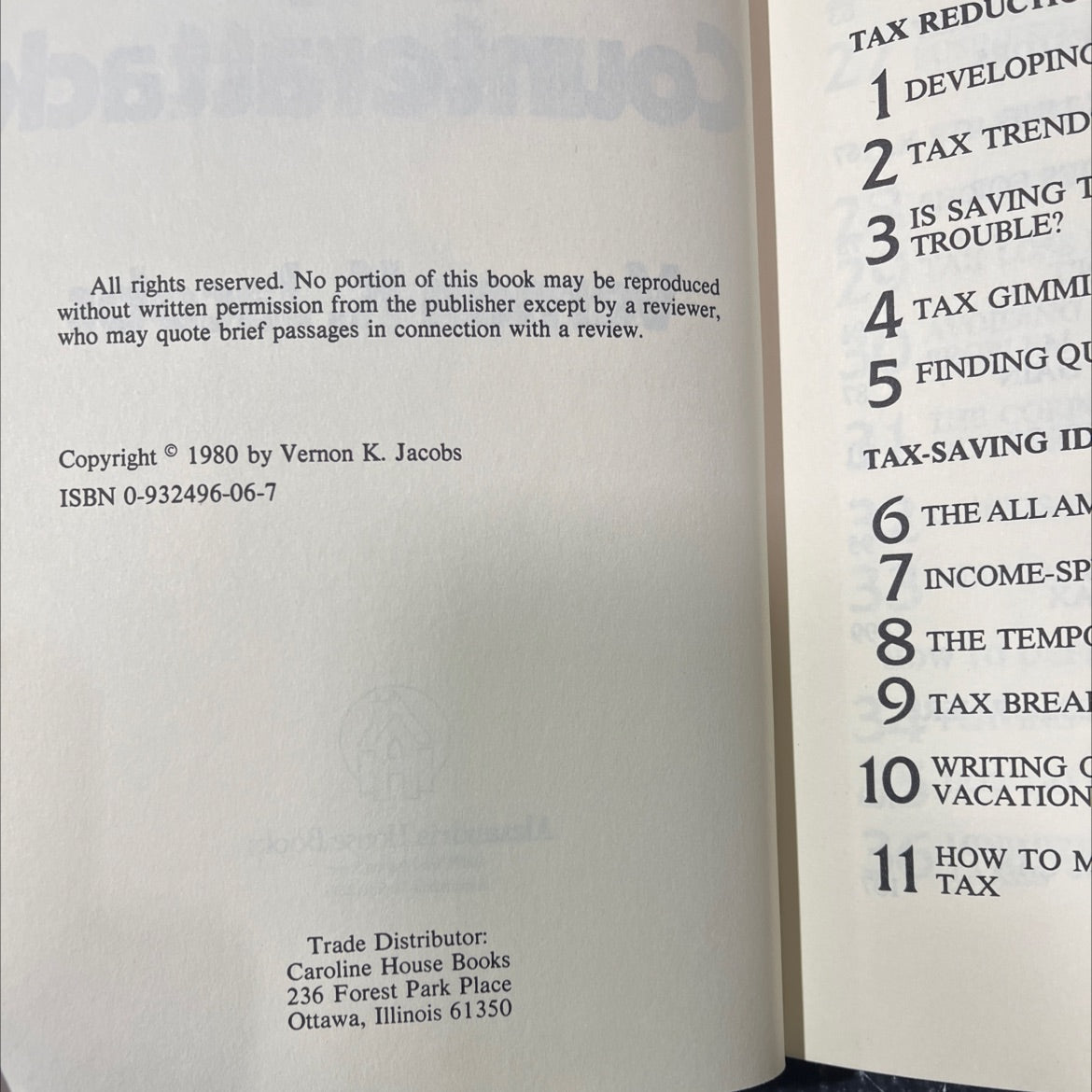 the new 1 taxpayers' counterattack book, by vernon k. jacobs, 1980 Hardcover image 3