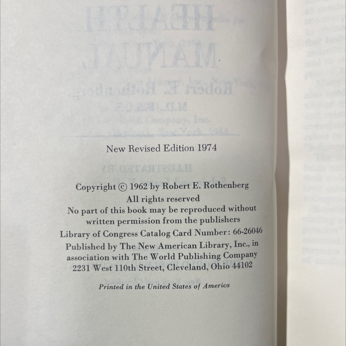 the new american medical dictionary and health manual book, by robert e. rothenberg, m.d., f.a.c.s., 1974 Hardcover image 3
