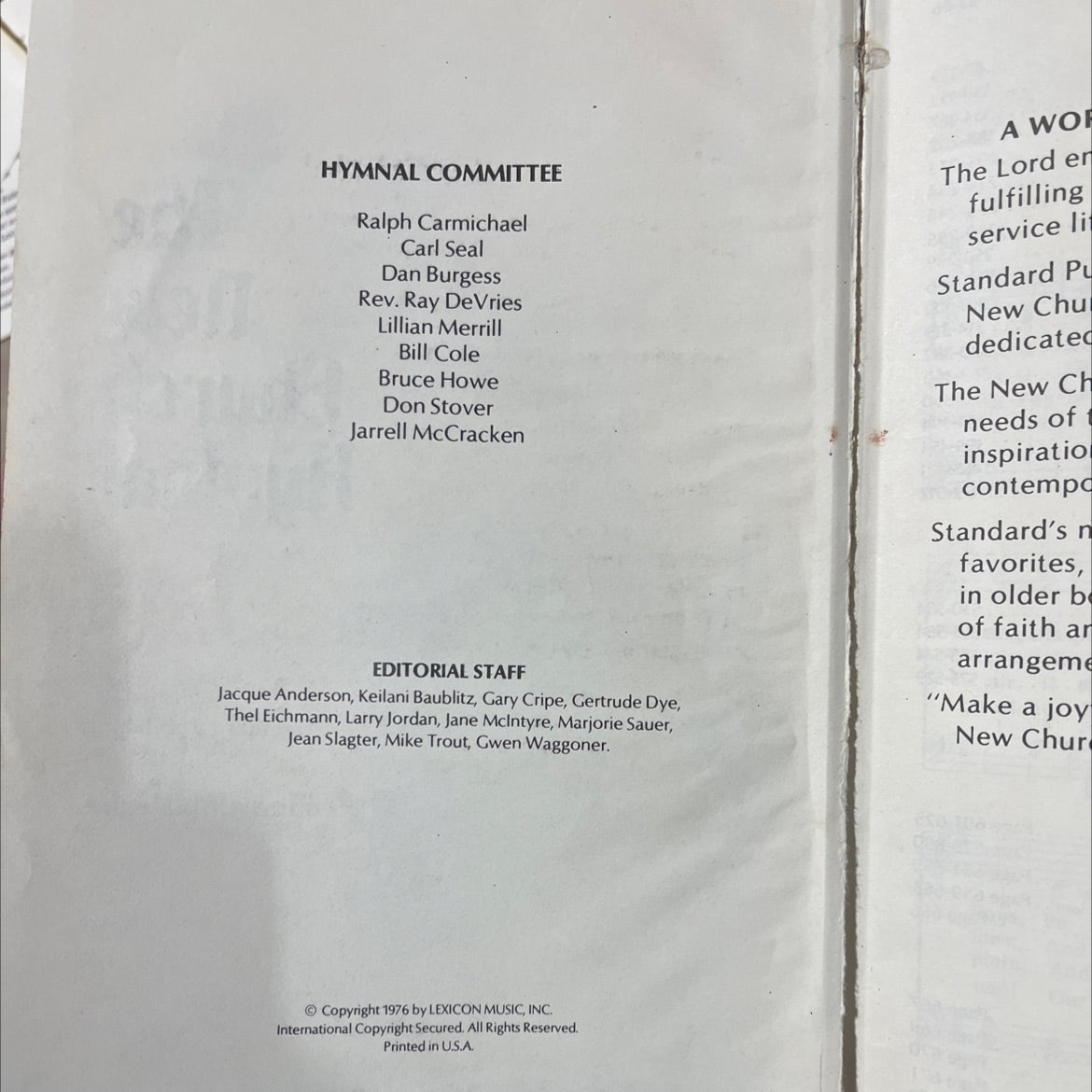 the new church hymnal book, by hymn committee, 1976 Hardcover image 3