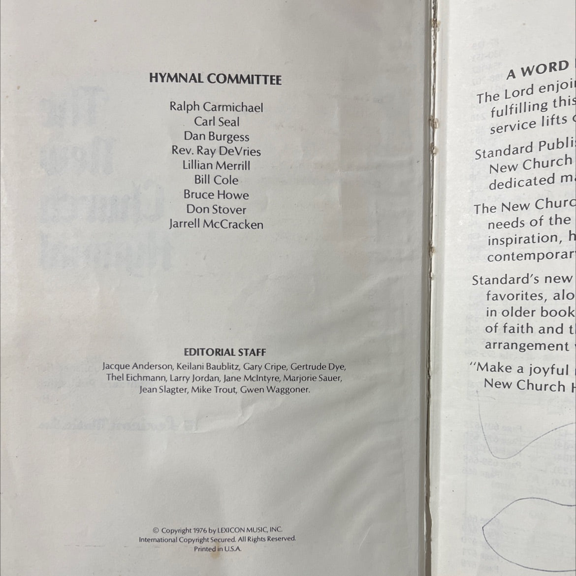 the new church hymnal book, by unknown, 1976 Hardcover image 3