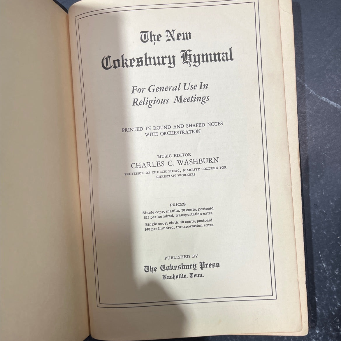 the new cokesbury hymnal for general use in religious meetings book, by charles c. washburn, 1928 Hardcover image 2