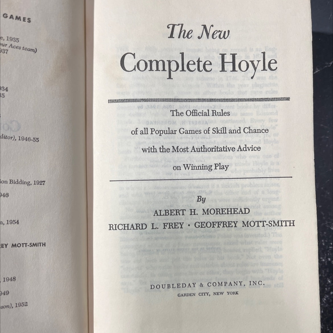 the new complete hoyle book, by albert h. morehead, richard l. frey, geoffrey mott-smith, 1964 Hardcover image 2