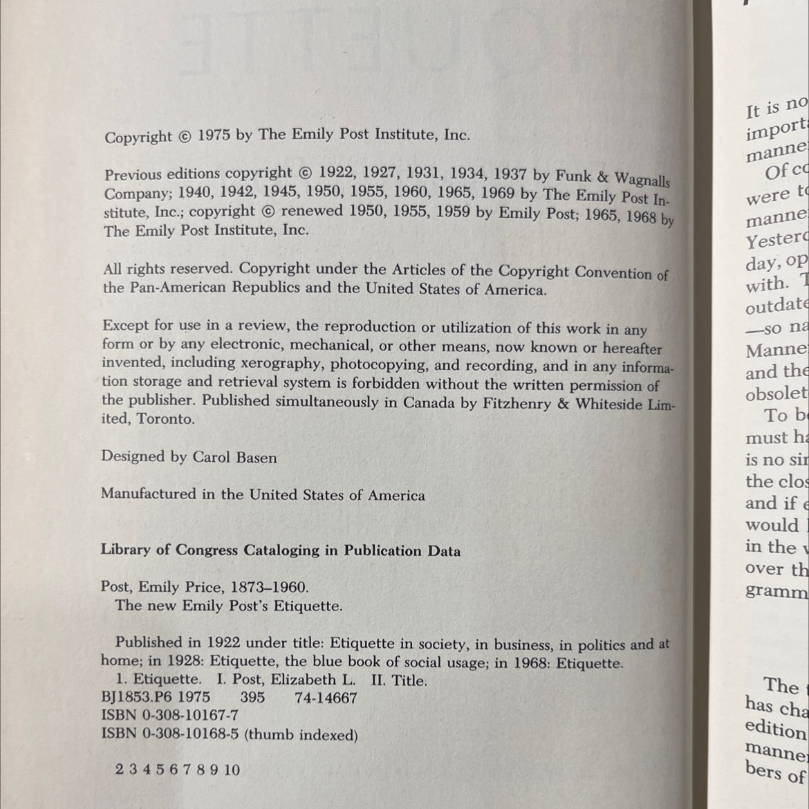 the new emily post's etiquette book, by emily price post, elizabeth l. post, 1975 Hardcover image 3