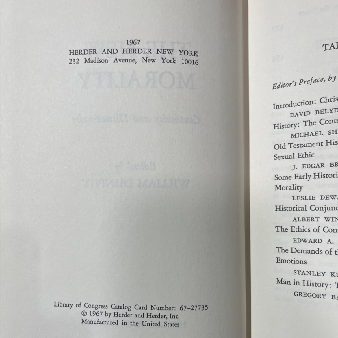 the new morality continuity and discontinuity book, by william dunphy, 1967 Hardcover image 3