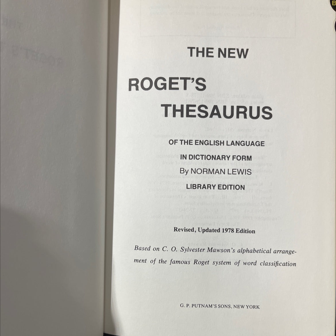 the new roget's thesaurus of the english language in dictionary form book, by norman lewis, 1978 Hardcover image 2