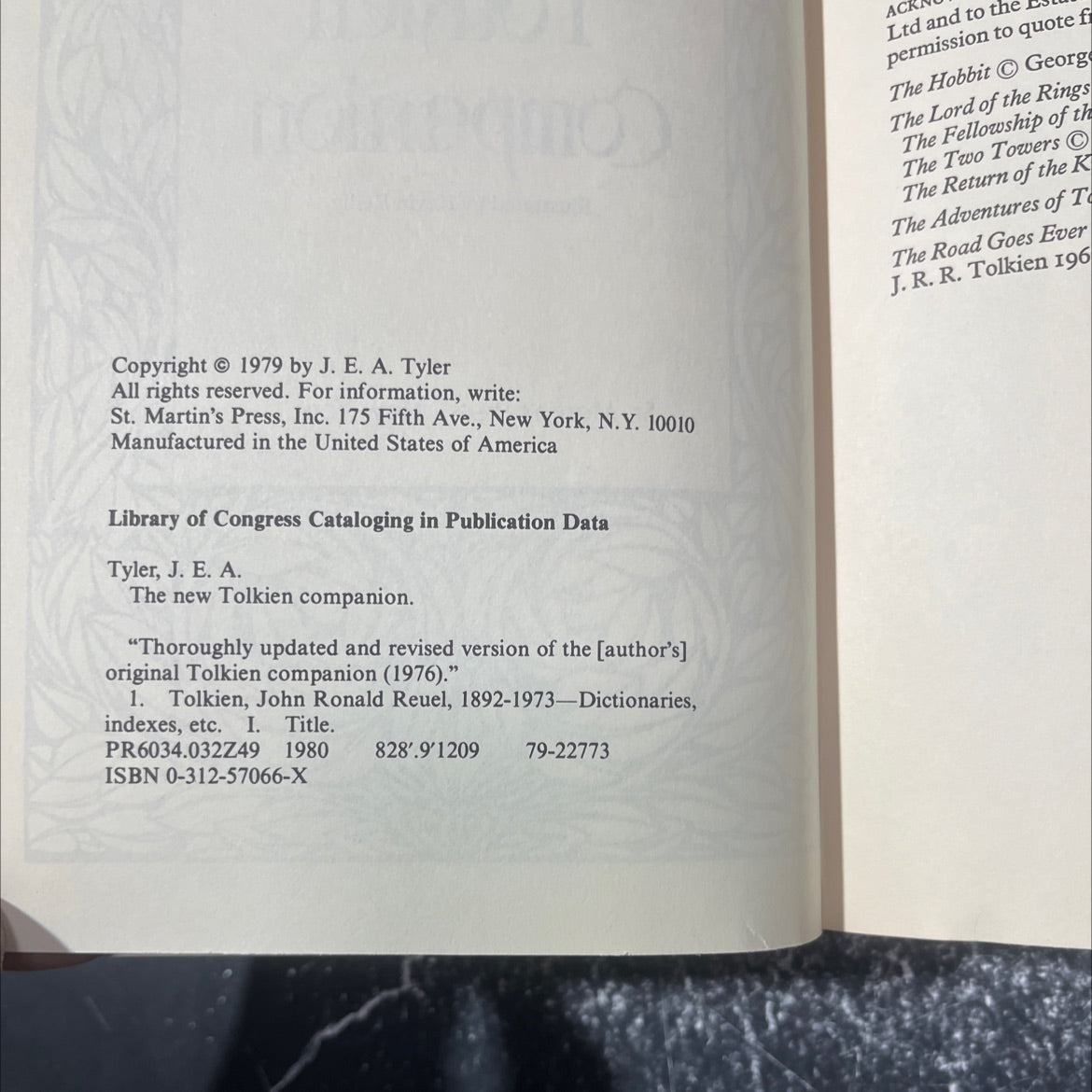 the new tolkien companion book, by J.E.A. Tyler, 1979 Hardcover image 3