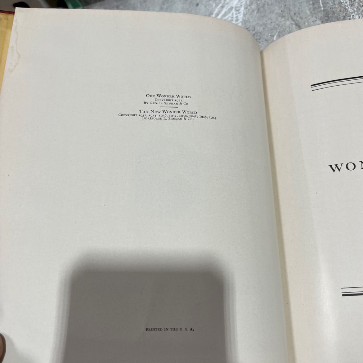 the new wonder world book, by geo. l. shuman & co., 1944 Hardcover image 3