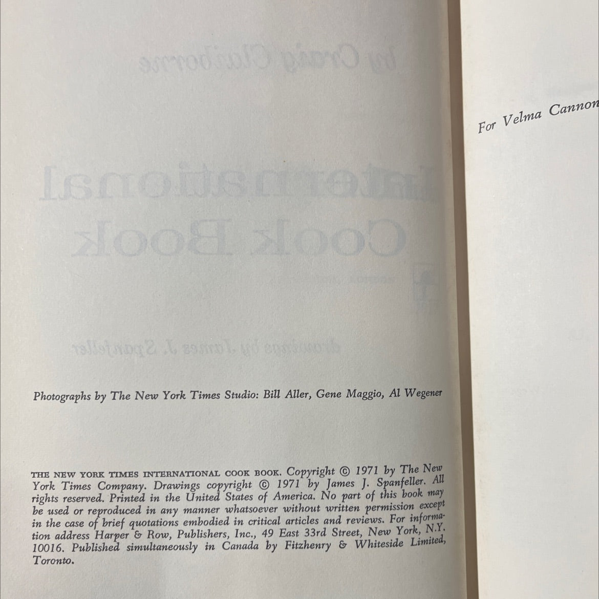the new york times international cook book book, by craig claiborne, 1971 Hardcover image 3