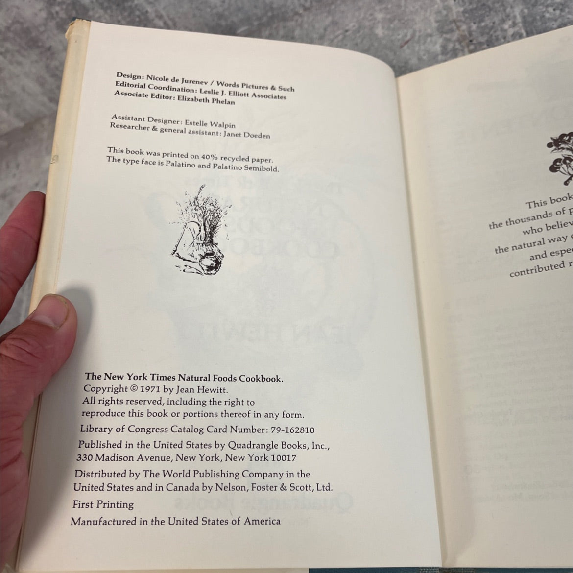 the new york times natural foods cookbook book, by jean hewitt, 1971 Hardcover image 3